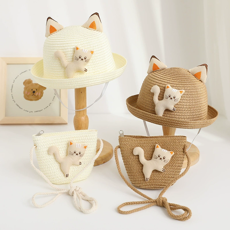 Children's sun hat for men and women, summer cap, bag, cartoon set solar-powered, sun protection