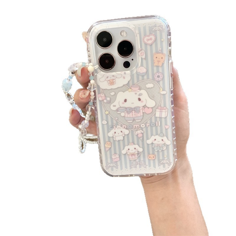 蓝色条纹爱心玉桂狗适用iPhone16苹果15ProMax/14/13手机壳新款女|undefined