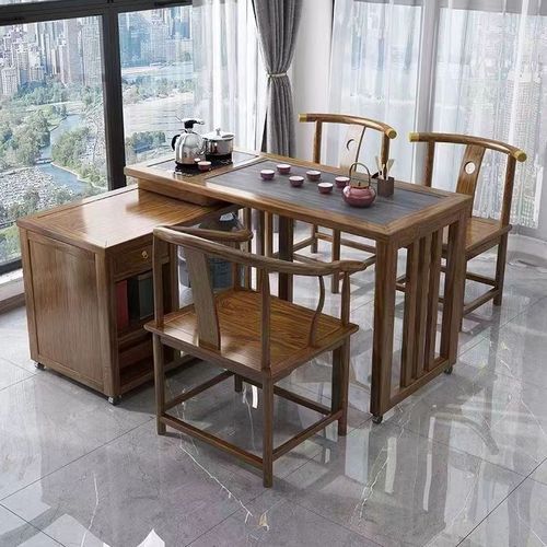Solid Wood Rotating Tea Table for Home Use, Square Portable Small Tea Table, Balcony Tea Stand, Small Home Multifunctional Tea Table