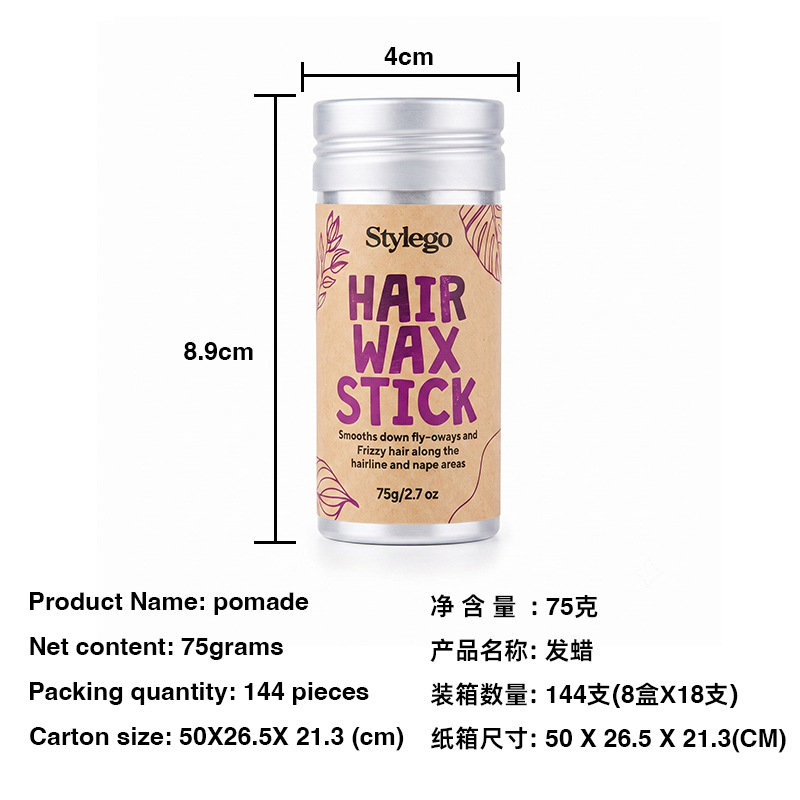 Cera en Barra para Cabello 75g de Fijación Duradera y Anti-Frizz