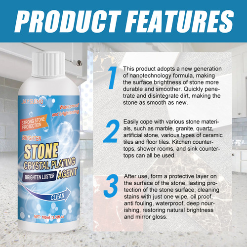 Jaysuing Stone Crystal Agent Kitchen Quartz Stone Tile Countertop Scratch Repair Cleaning Stain Shining Agent