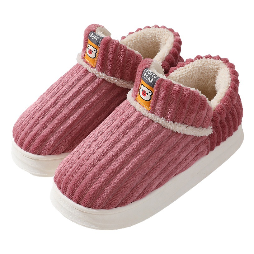 2023 nuevo par de Zapatillas de algodón alto de las mujeres bolsa de tacón de invierno ropa exterior forrado de lana caliente plataforma plana zapatos de algodón de los hombres