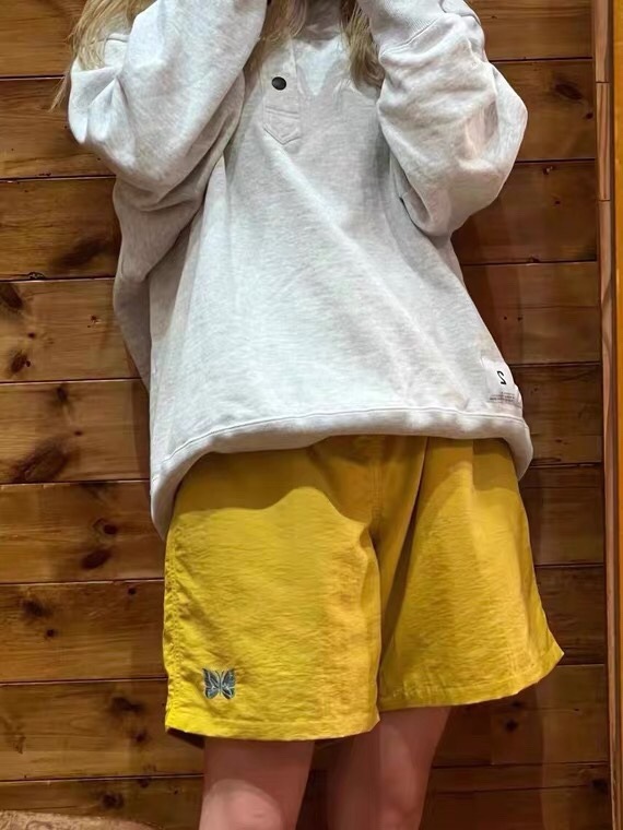 オリジナル品質 NEEDXBAM 限定版蝶刺繍日本トレンドカジュアル独立マルチカラー速乾パンツ男性と女性用|undefined