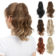欧美假发女短发马尾 梨花卷化纤高马尾 自然蓬松卷发虎口夹马尾