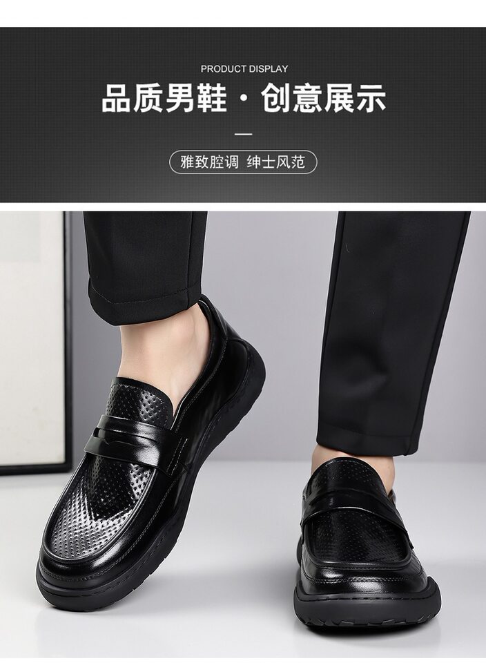 Giày lười nam da mềm thoáng khí đục lỗ, đế bằng gót thấp 1–3 cm — Giày bệt bốn mùa, Mẫu mùa hè - đục lỗ thoáng khí chi tiết 12