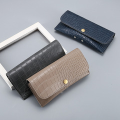 廠家批發新款太陽鏡盒PU時尚石頭紋皮夾款軟包墨鏡盒 可印LOGO