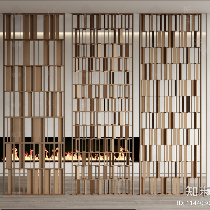 ➺ Stainless Steel Screen Partition Hollow Lattice Laser Aluminum Carved Hotel Villa Living Room Entry Light Luxury Glass Screen