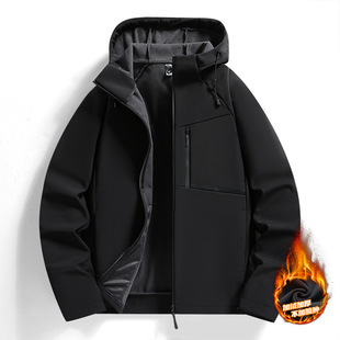 Autumn and Winter Soft Shell Jacket Coat fleece-lined Warm Loose Windproof Waterproof plus size Sports Casual Jacket Top