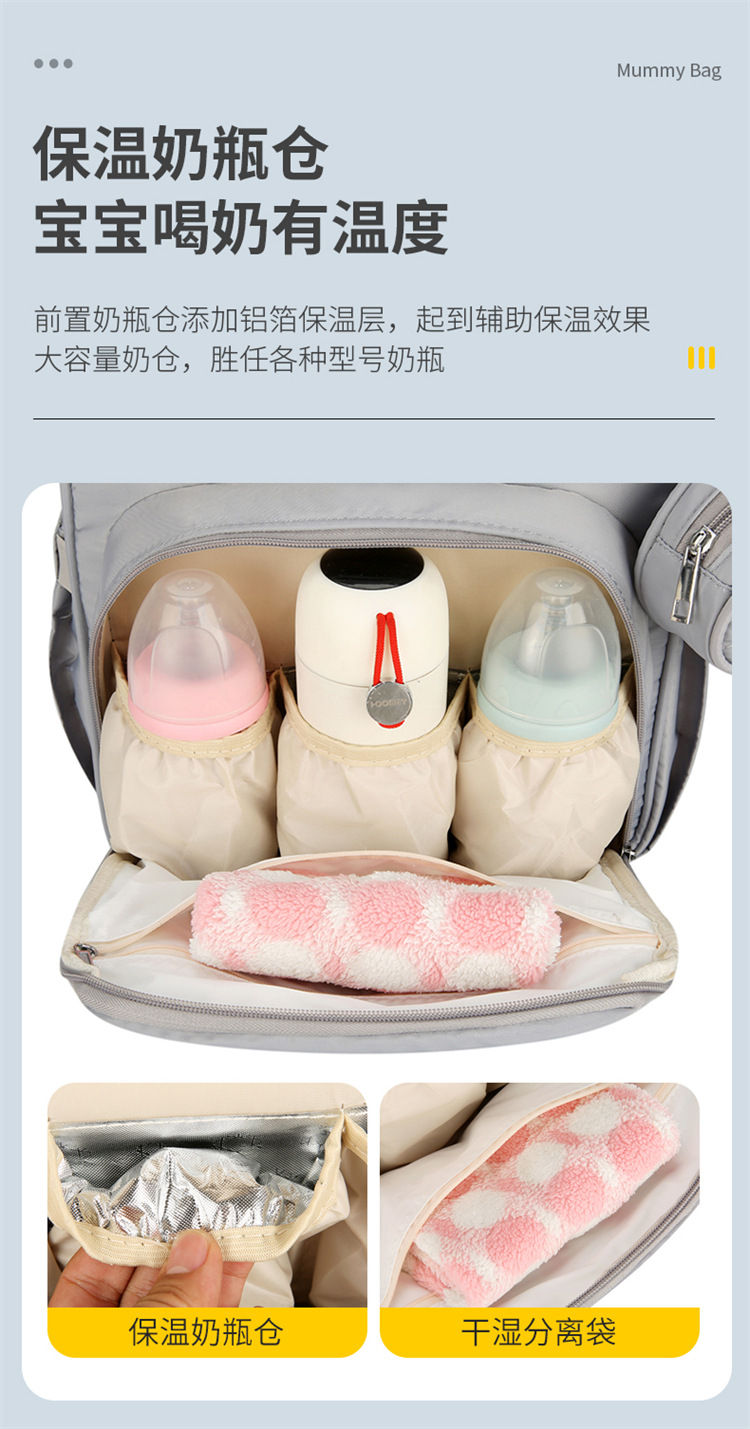 Cross-border exclusive for mother and baby bags, 2025 new large-capacity portable travel diaper bag for both shoulders, printable Mommy bag undefined
