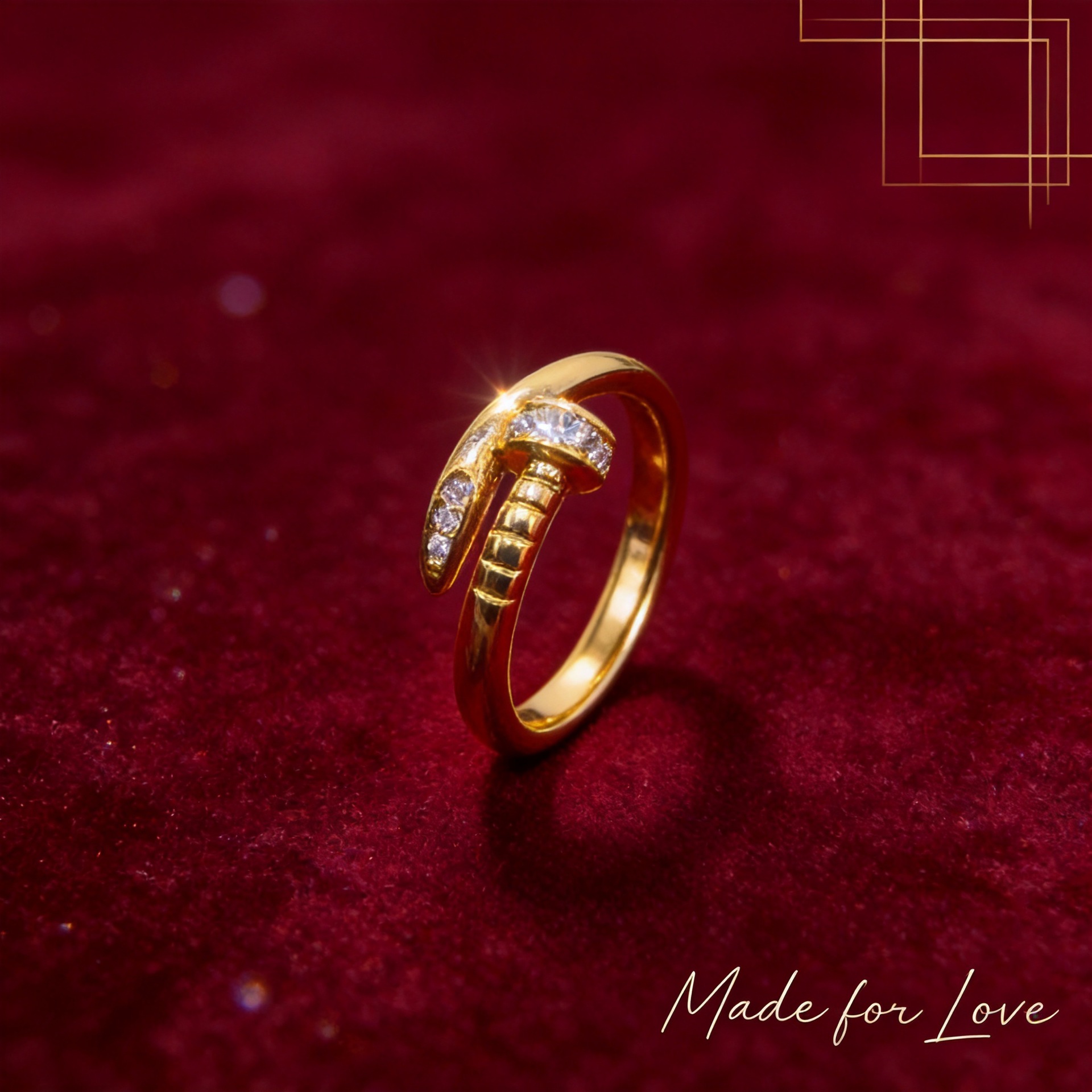 5G gold ring for women with diamonds at the top and bottom, 999 gold inlaid with moissanite, niche and high-end feel