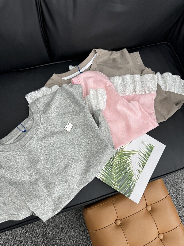 2025 夏カジュアル痩身腹カバーレーススプライシング半袖レディース Tシャツニッチ ADERH 新しいトップ|undefined
