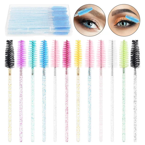 Wholesale Disposable Crystal Rod Eyelash Brush 50/Boxed Spiral Comb Nylon Hair Small Eyebrow Brush Eyelash Comb