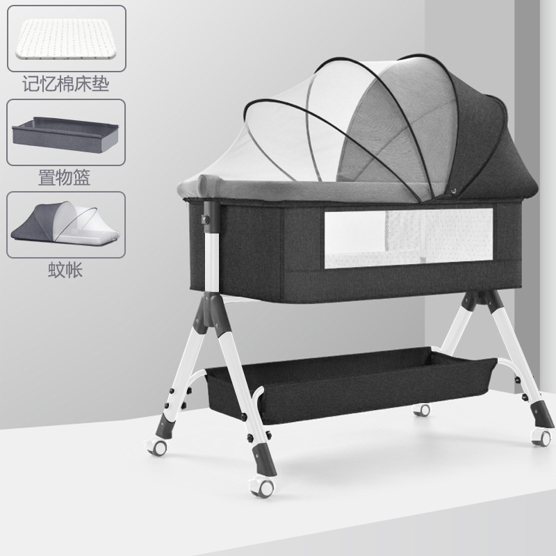 Cama de bebé móvil cuna cama portátil 2 en 1 plegable multifuncional bb cama recién nacida cama de empalme