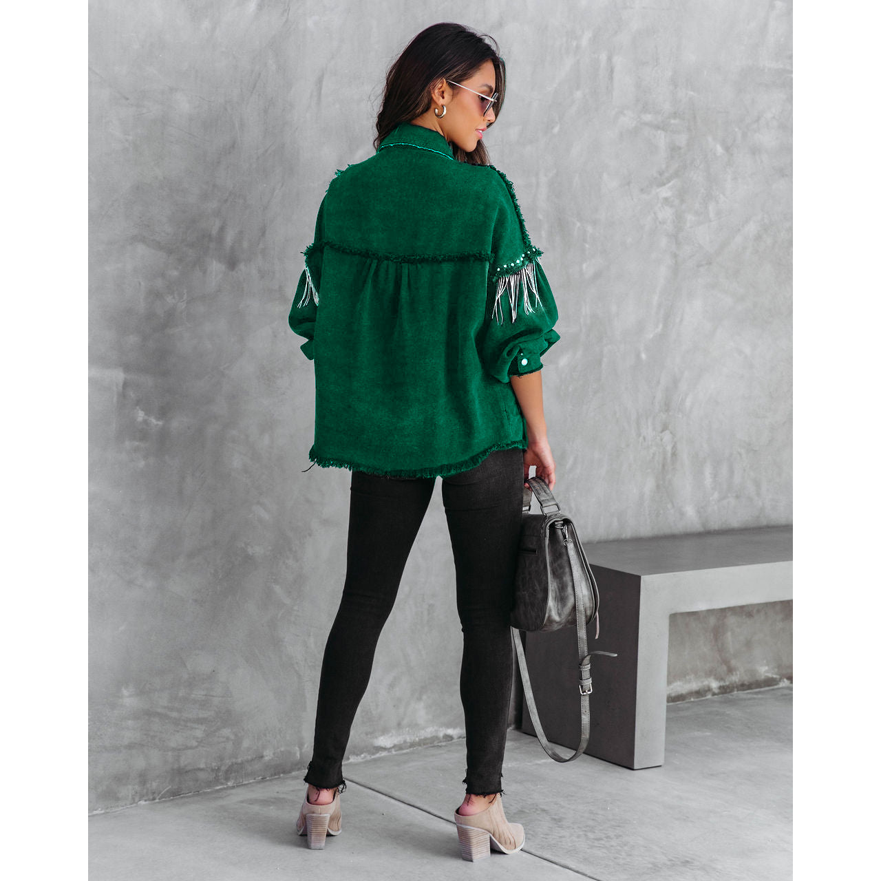 Chain rivets street fashion single breasted coat