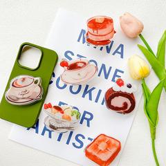 手機氣囊支架ins粘貼式可伸縮桌面氣墊支撐看劇追劇簡約咖啡蛋糕