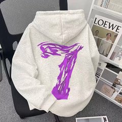 连帽卫衣男秋冬季新款烟雾字母休闲帽衫ins港风长袖重磅加绒外套