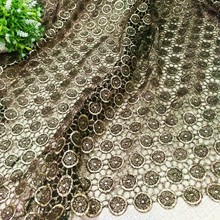 镂空牛奶丝烫金水溶蕾丝花边面料黑色几何图形金铜钱服装服饰辅料