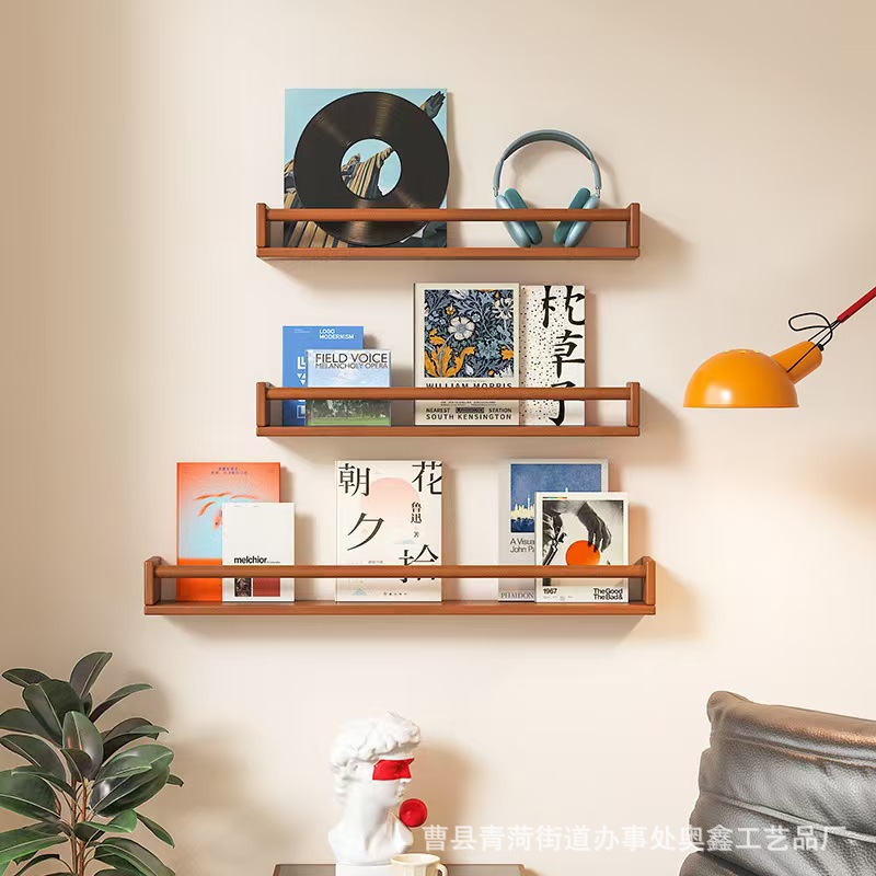 Solid Wood Single-layer Shelf For Home Living Room And Bedroom Wall...
