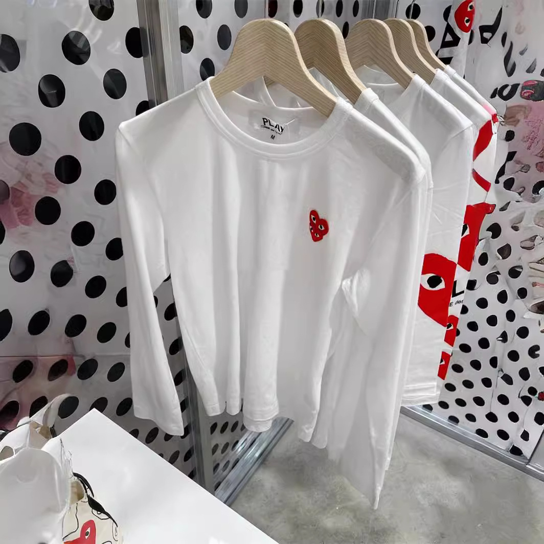 川久遊び 無地 ラブハート モザイク ラブ刺繍 男女兼用 長袖 Tシャツ 万能