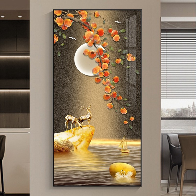 进门入户正对门现代玄关装饰画柿柿如意客厅走廊过道挂画大气壁画|undefined