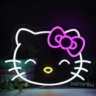 Kt Cat Avatar Neon Light Cross-Border E-Commerce Label Luminous Light Sign Pattern Atmosphere Decorative Light Sign