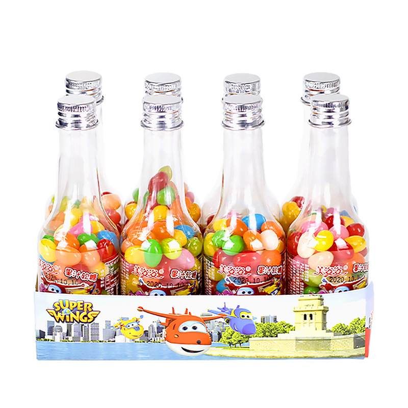 金稻穀80克汽水瓶糖水果味彩色糖豆果汁軟糖寶寶兒童零食糖果批發