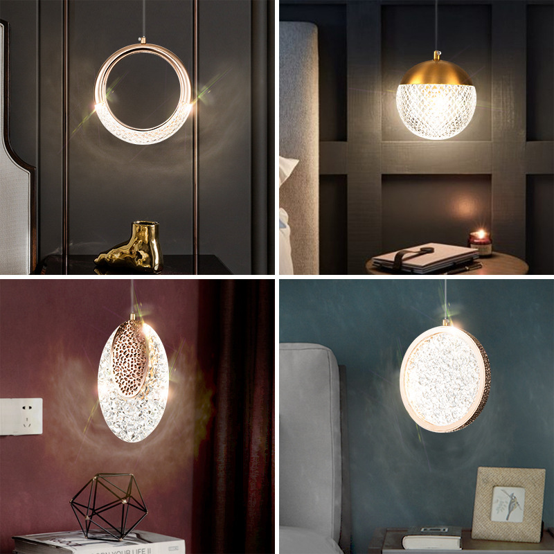 La línea de colgante principal de la cabecera de la cama moderna simple lujosa puerta de entrada luz larga lámpara de cama única personalidad creativa roja cama