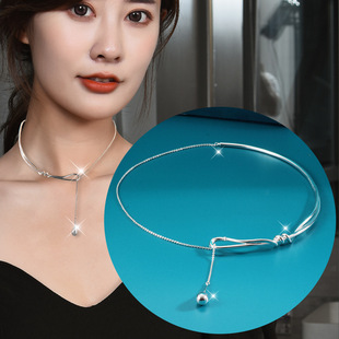 Knotted water drop necklace pull collar female clavicle chain niche design fashion exquisite temperament all-match silver plated collar