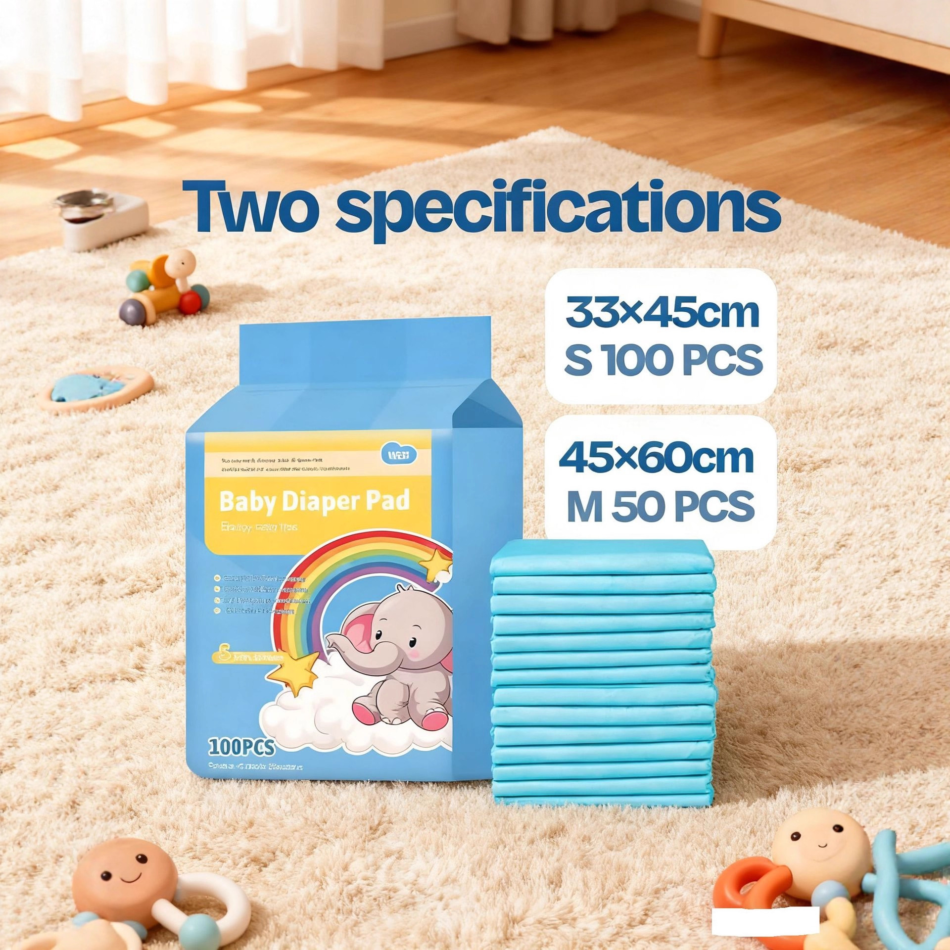 Breathable and Leak-Proof Disposable Baby Changing Pads, Class a Safe Non-Woven Fabric Newborn Diaper Pads, 2026 Cross-Border Exclusive Supply