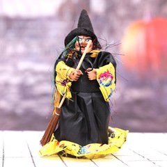Cross-border wholesale Halloween witch scene decoration small gifts party gathering props broom witch figurine