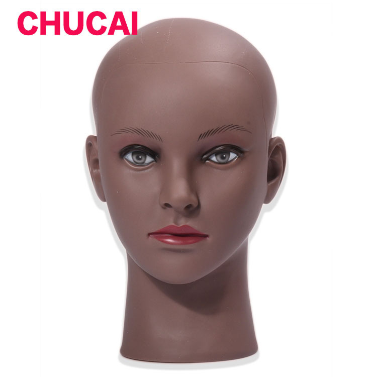 Pvcのシミュレーションの人の顔写真の黒人の女性の頭のモデルの欧米のかつらは模型の頭のモデルの黒人の女性の頭のモデルを展示します。|undefined