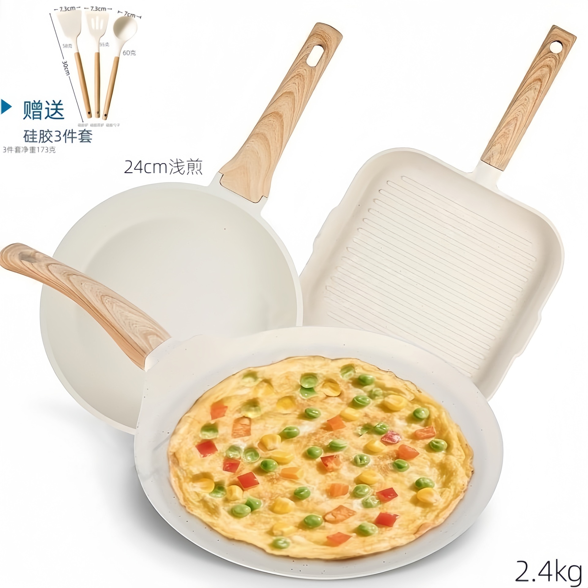 6종 세트 (24cm 프라이팬 + 26cm 스테이크팬 + 28cm 피자팬)