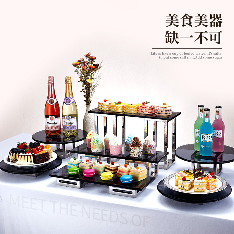 Stainless Steel Dessert Rack Hotel Buffet Cold Dessert Table Tea Break Banquet Three-layer Dessert Table Display Rack