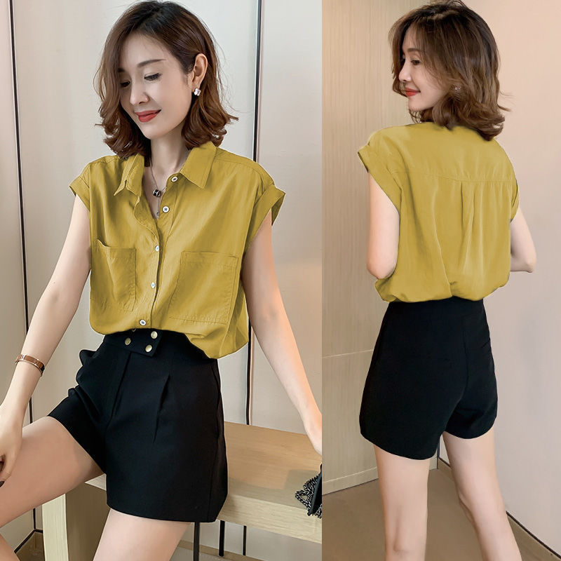 トップデザインの女性ニッチシフォン半袖シャツ女性の夏の新しいファッション韓国スタイルの女性のためのルーズスリムシャツ|undefined