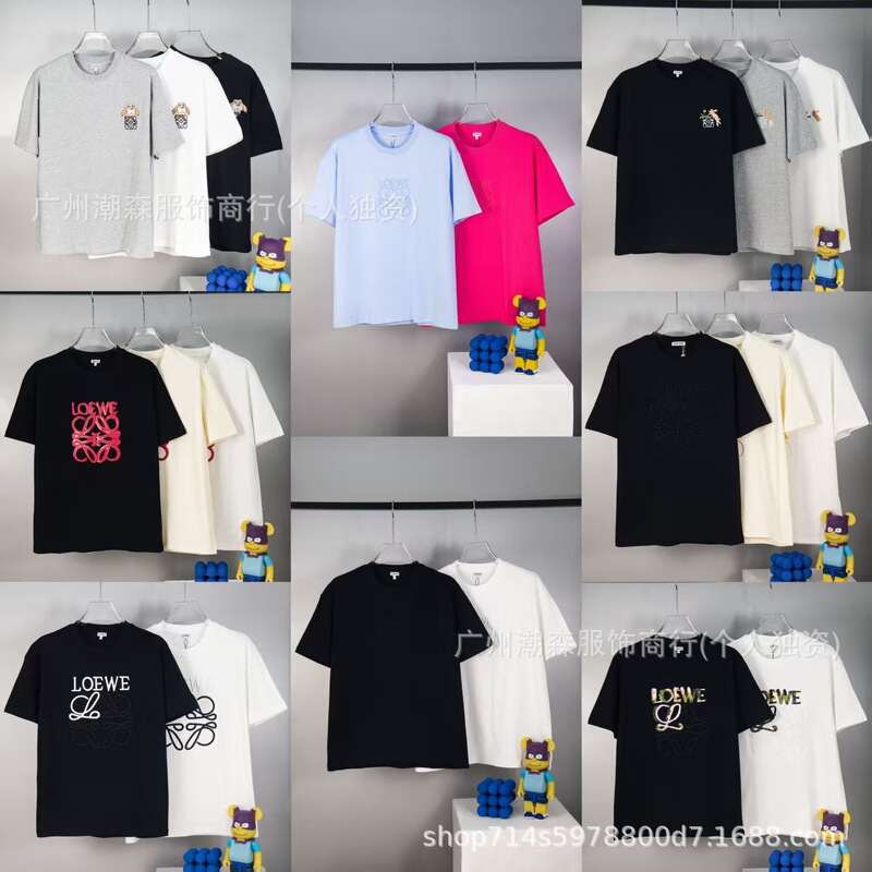 Cross-Border Loe High Version Luojia Classic Logo Stereo Embroider Short-Sleeved Loose Men's and Women's Casual T-Shirts Long-Term Ready Stock Cross-Border Loe High Version Luojia Classic Logo Stereo Embroider Short-Sleeved Loose Men's and Women's Casual T-Shirts Long-Term Ready Stock