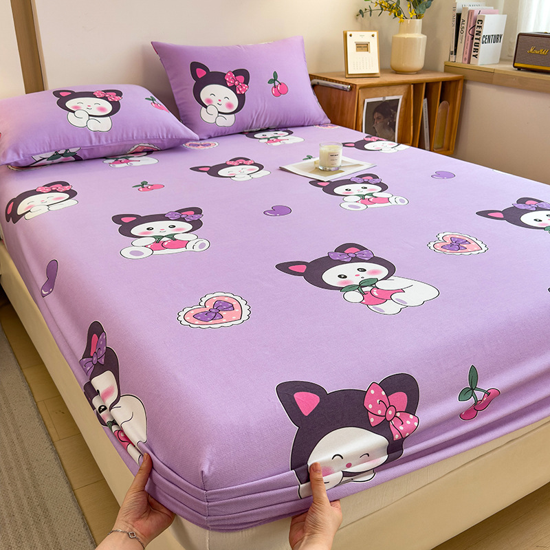 Funda de cama cepillada de algodón cubierta protectora de colchón de una sola pieza 2024 nueva funda de cama impresa para una sola persona para todas las estaciones