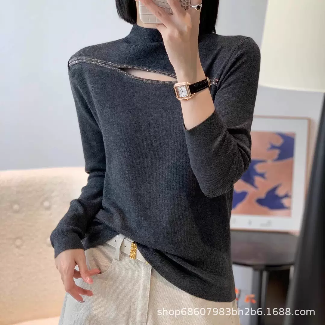 2025新款女装漂亮上衣半高领打底衫春秋冬季内搭宽松短款毛衣女款