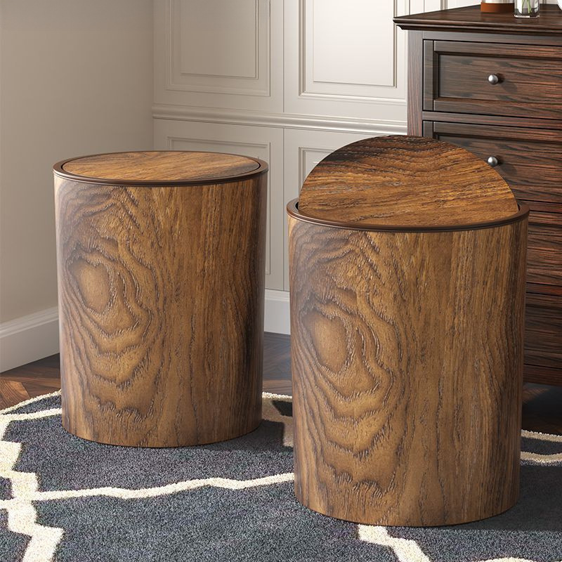 Retro Imitation Wood Grain Trash Can Household New Large Capacity Living Room Kitchen Office Toilet Chinese Paper Basket