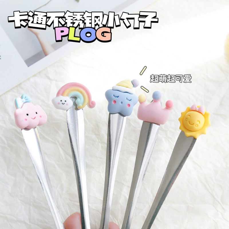 Cartoon creative spoon stainless steel, coffee mixing stick, Birthday gift, wholesale