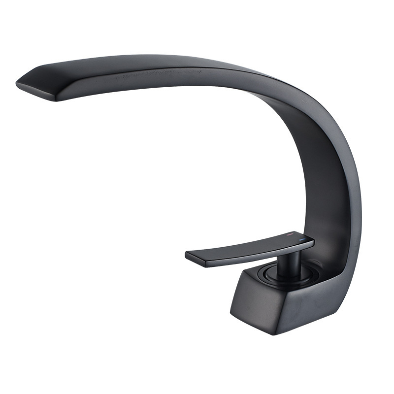 Negro Cuenca del grifo caliente y fría fregadero de cobre lavabo inodoro grifo creativo Nórdico
