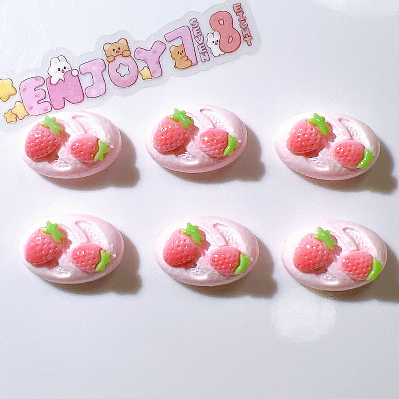 樹脂アクセサリー DIY 携帯電話ケースパッチ平底子供用帽子ベース素材クロスボーダーサプライ靴バックルイチゴパン|undefined