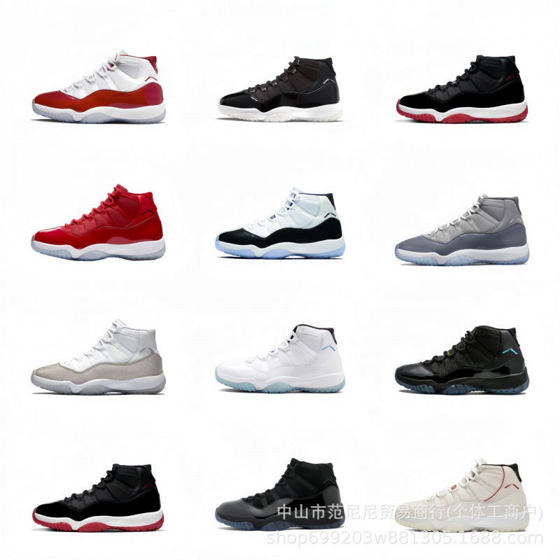 Pure Original Aj11 Big Devil Joe 11 Black and White Red High-Top Baby's Breath Kang Buckle Autumn and Winter New Sports Shoes Basketball Shoes