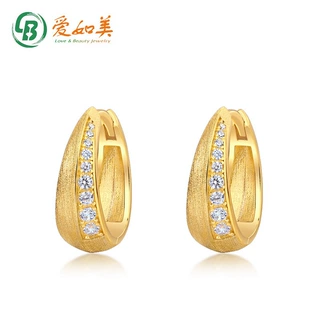 时尚简约手工拉丝S925银渐变大小耳环女轻奢百搭镶钻耳扣小众耳饰