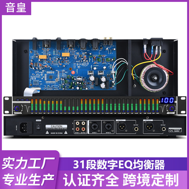 31-segment digital equalizer spectrum display home stage performance processor EQ High School bass bar tuner