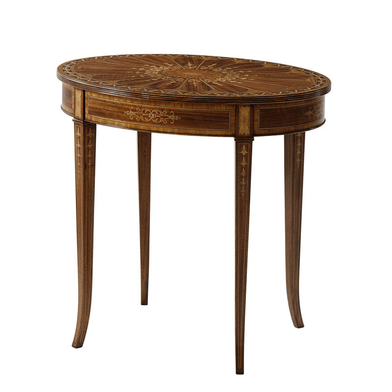 歐式雕花客廳邊幾實木新古典拼花手繪小圓幾大平層樣板房家具組合