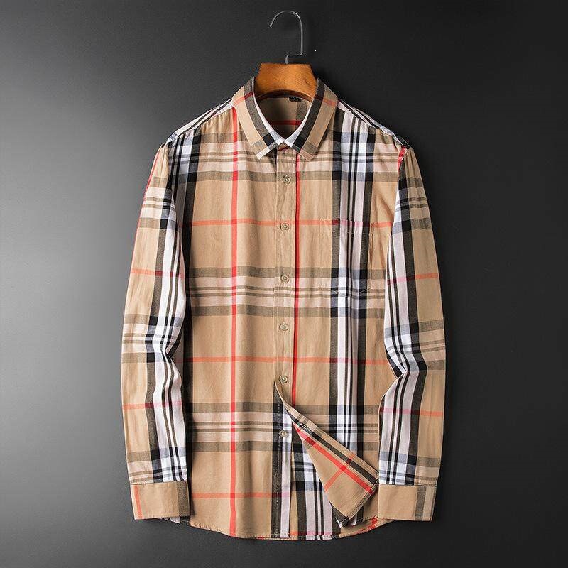 Cross-Border Spring and Summer New Style Ouba Baolianna Business Men's Long-Sleeved Slim-Fit Non-Iron Shirt Casual Plaid Shirt