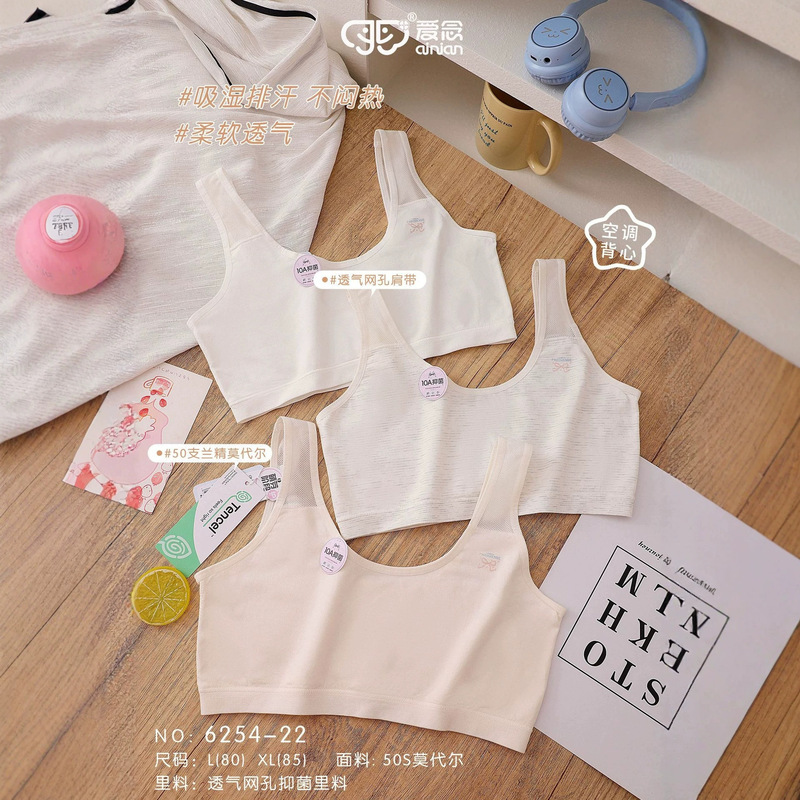 Girls' Mesh Modal Breathable Underwear for Middle School Students, Thin Style for Development Period, No Underwire Bra to Prevent Protrusion Girls' Mesh Modal Breathable Underwear for Middle School Students, Thin Style for Development Period, No Underwire Bra to Prevent Protrusion