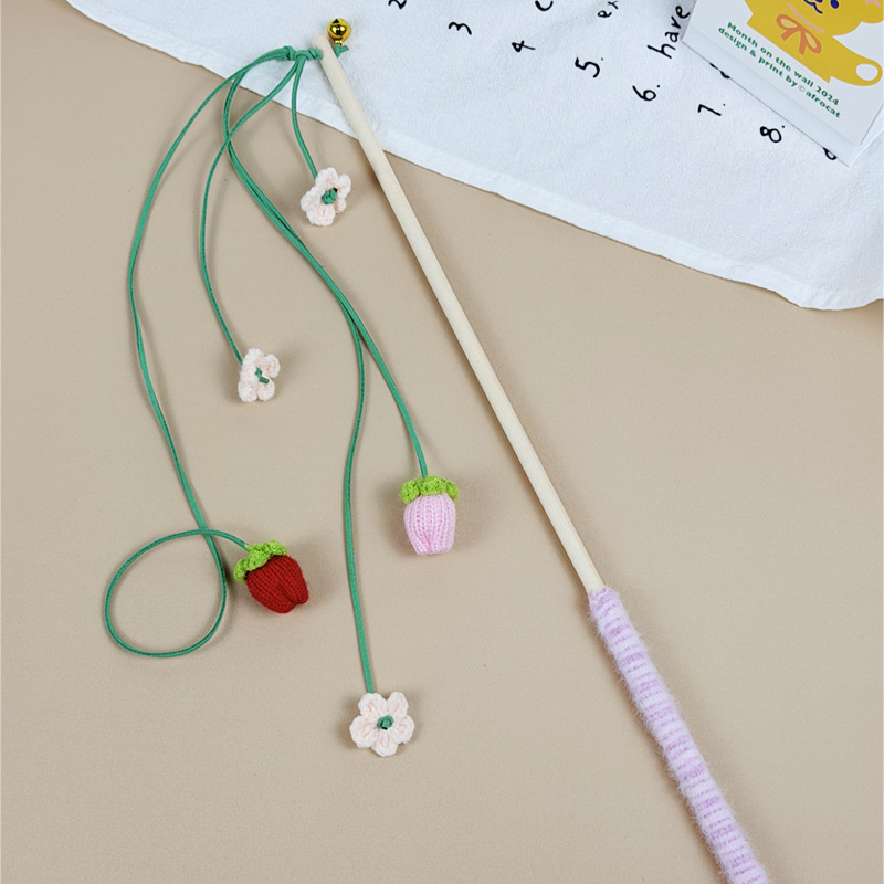 웃긴 고양이 스틱-핑크 꽃