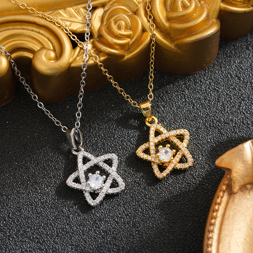 Colar de estrela do mar em aço inoxidável para mulher_voghion.com