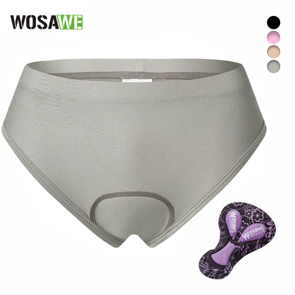 WOSAWE Women's Bicycle Riding Panties 3D Thickened Silicone Cushion Shorts Comfortable Breathable Briefs